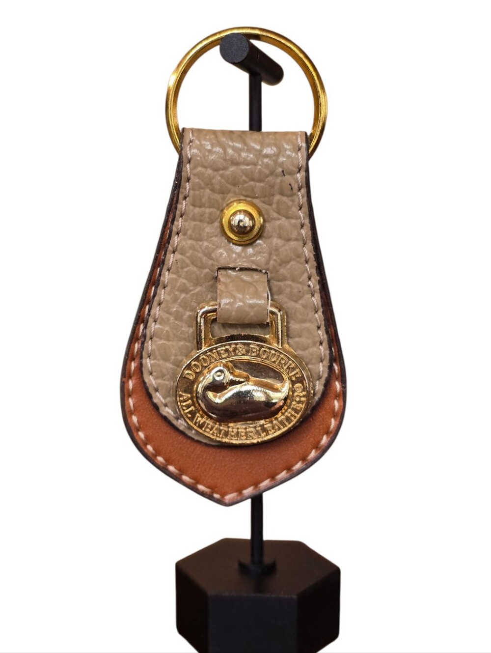 Dooney & Bourke Brown Tan Leather Vintage Key Fob